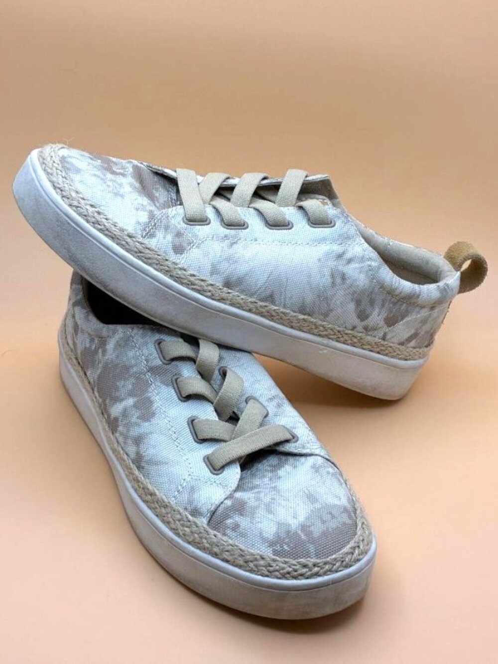 SPENCO Women's 7.5 B Malibu Taupe/Gray Tie Dye Slip On Orthotic Sneakers Shoes